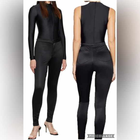 SKIMS Pants - NWT SKIMS Disco Satin-Jersey Sleek Straight Leg Pants High Waist in Onyx Size 4X